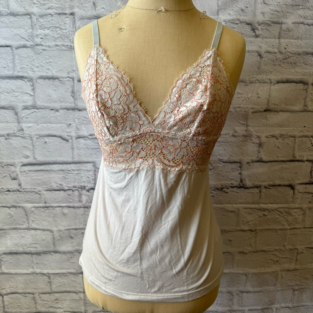 Cosabella Ice Blue/Light Gray Jersey Knit and Lace Camisole Women's Size Medium